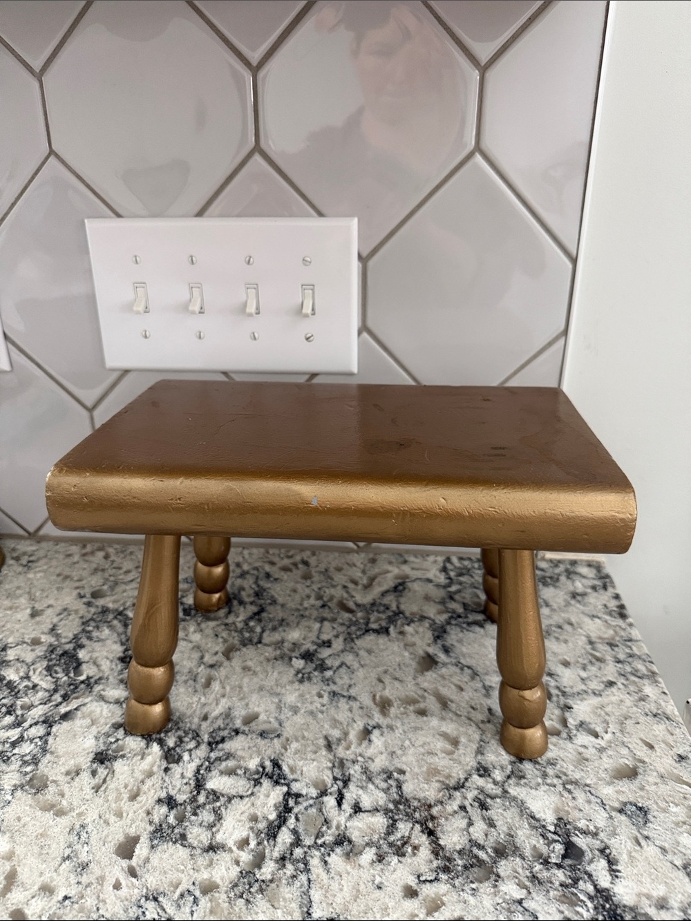 Solid Wood Gold Decorative Mini Stool - Home Wall Decor Plant Stand